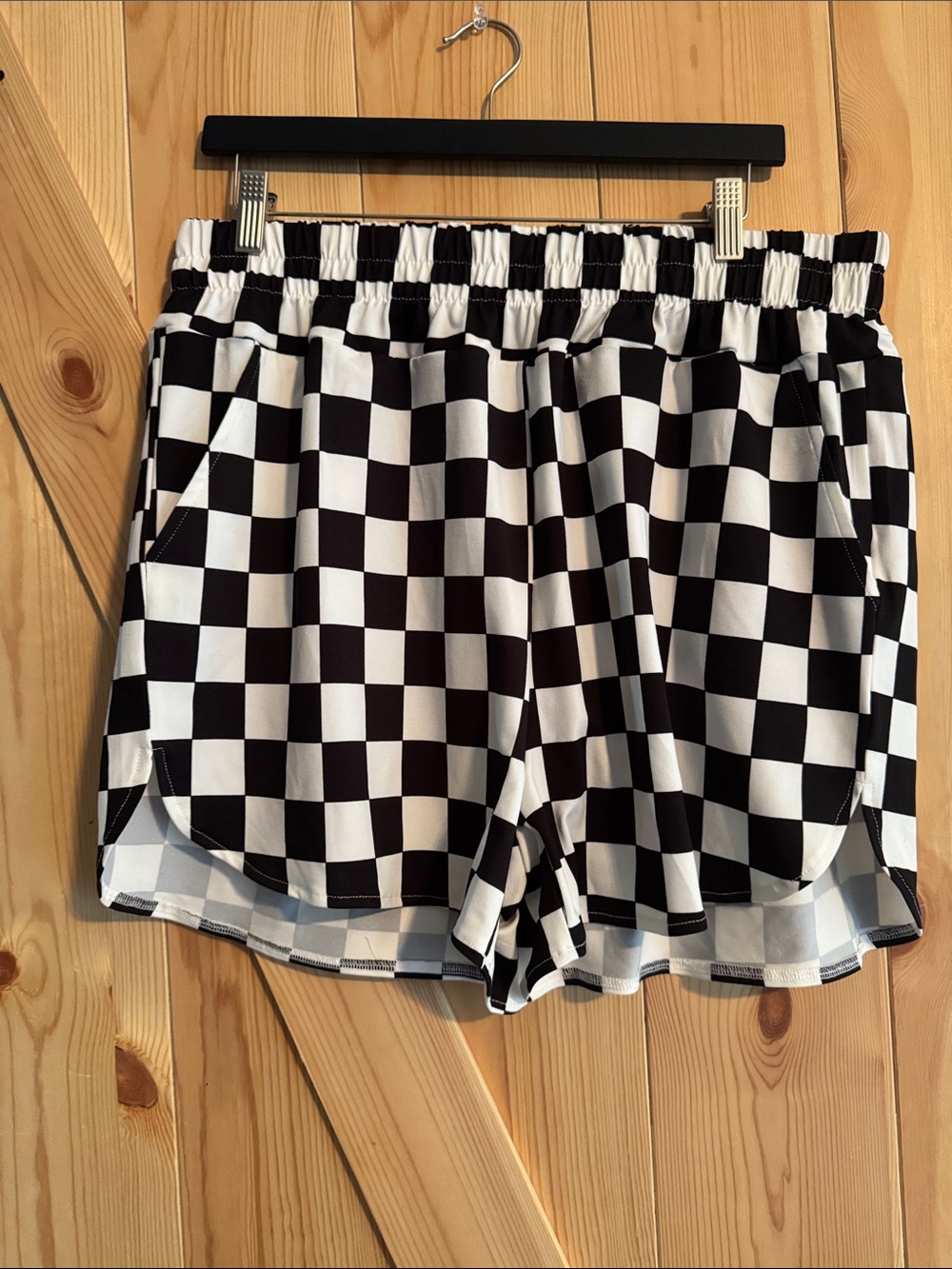 Black & White Checkered Women's Athletic Shorts